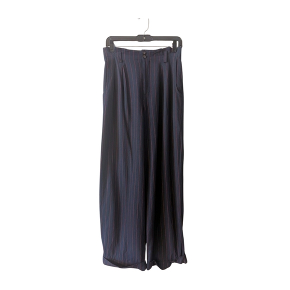 Vintage 80s LizSport by Liz Claiborne Navy and Red Pinstripe High Rise Pants 10 - Picture 1 of 10